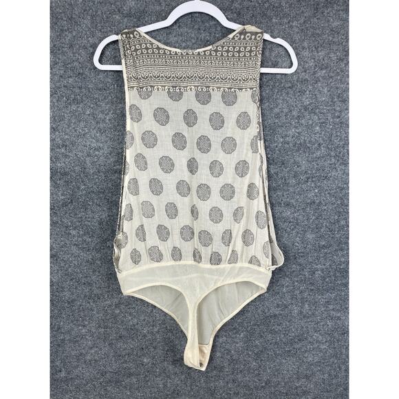 Free People Tan Brown Sleeveless Open Side Sheer Tie Accent Bodysuit Size M - Picture 5 of 11